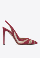 Lune 105 Suede and Mesh Slingback Pumps