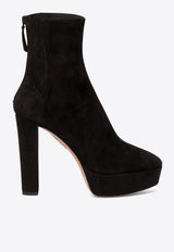 Aquazzura Saint Honore 120 Platform Suede Boots Black SHOMIDB3SUE000_82652