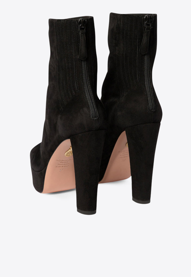 Aquazzura Saint Honore 120 Platform Suede Boots Black SHOMIDB3SUE000_82652