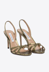Aquazzura Tati 85 Snakeskin Leather Sandals Green TTIMIDS0MSKACD_82762