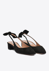 Aquazzura Very Bow Tie 35 Slingback Pumps Black VBTMIDL1SUE000_82763