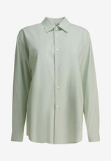 Auralee Logo-Embroidered Buttoned Shirt A25AS04TNLIGHT KHAKI_b9a82982-3995-4e1d-b76b-0de5e2262aeb