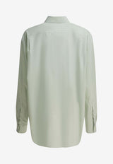 Auralee Logo-Embroidered Buttoned Shirt A25AS04TNLIGHT KHAKI_b9a82982-3995-4e1d-b76b-0de5e2262aeb