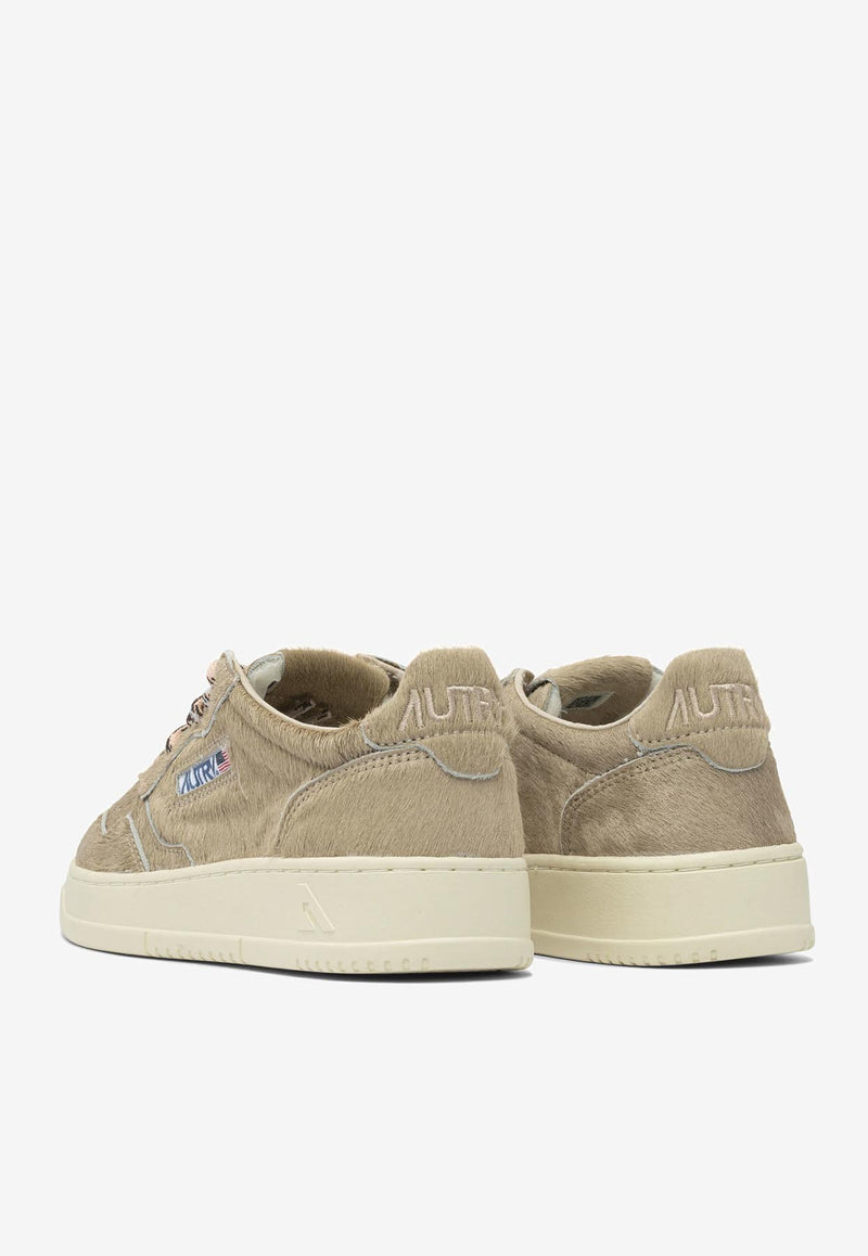 Autry Medalist Pony Hair Sneakers  Beige AULWPE01_e84fc002-2ddd-458d-993c-e776f13fc258