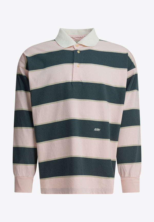 Autry Striped Long-Sleeved Polo T-shirt Multicolor POPXL6JE_d2177ca5-9b63-4546-bad9-07ab8162ddc9