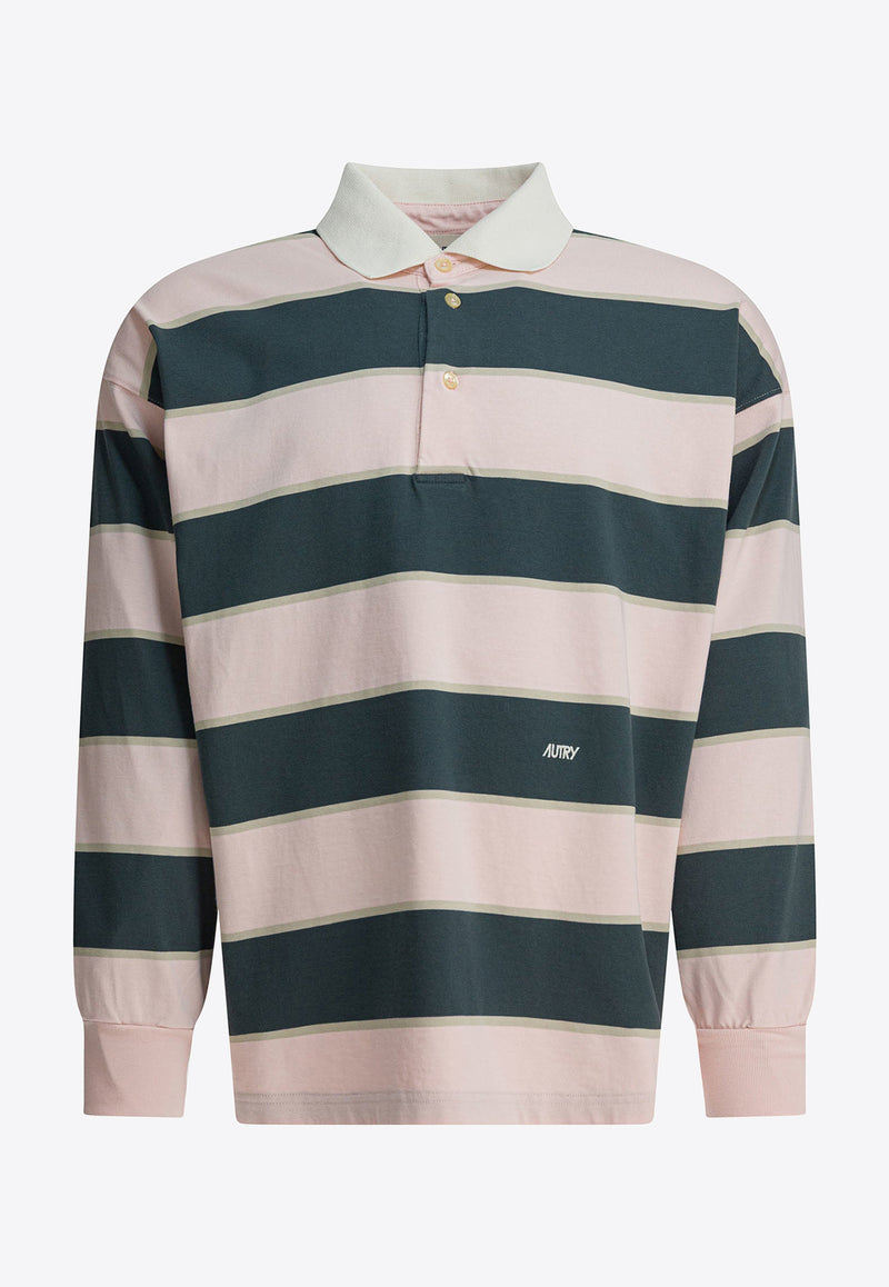 Autry Striped Long-Sleeved Polo T-shirt Multicolor POPXL6JE_d2177ca5-9b63-4546-bad9-07ab8162ddc9