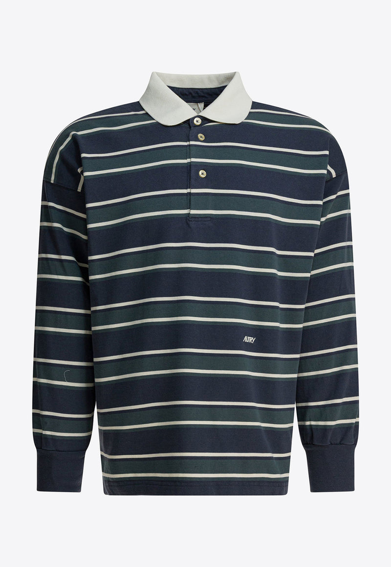 Autry Striped Long-Sleeved Polo T-shirt Multicolor POPXL6JV_dca938ae-ed3f-4b17-aca2-c3e2bbedab9c
