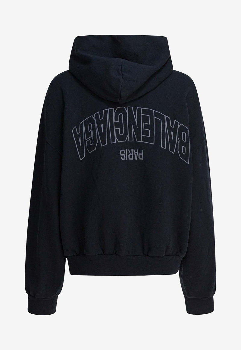 Balenciaga Flipped Logo Faded Zip-Up Hoodie Black 803264TSVU71750_82849