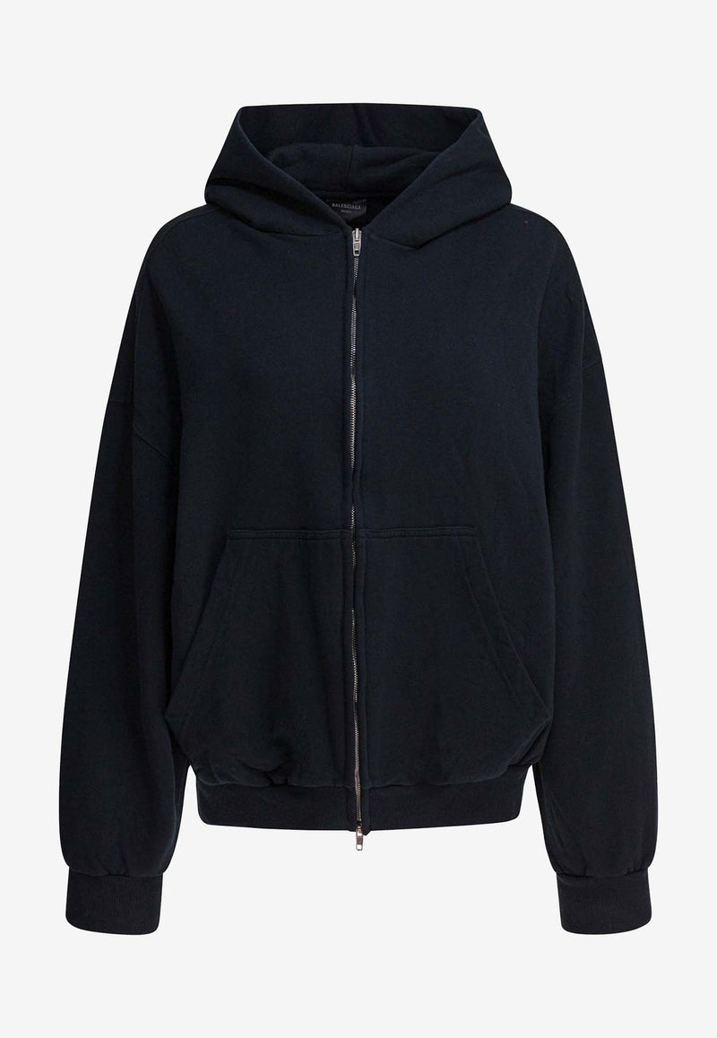 Balenciaga Flipped Logo Faded Zip-Up Hoodie Black 803264TSVU71750_82849