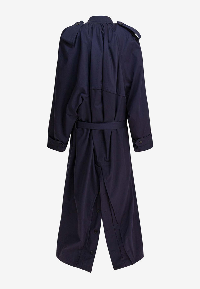 Balenciaga Double-Breasted Belted Trench Coat Blue 839119TSP134100_82466