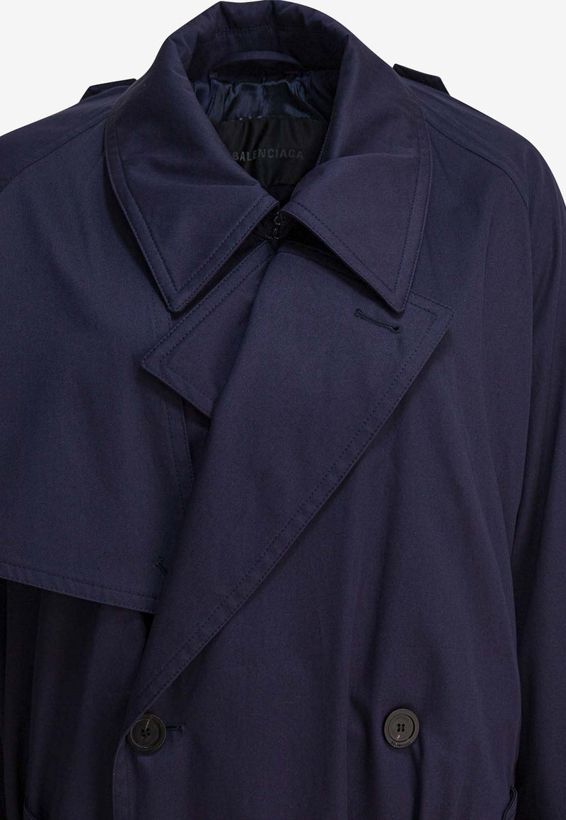 Balenciaga Double-Breasted Belted Trench Coat Blue 839119TSP134100_82466