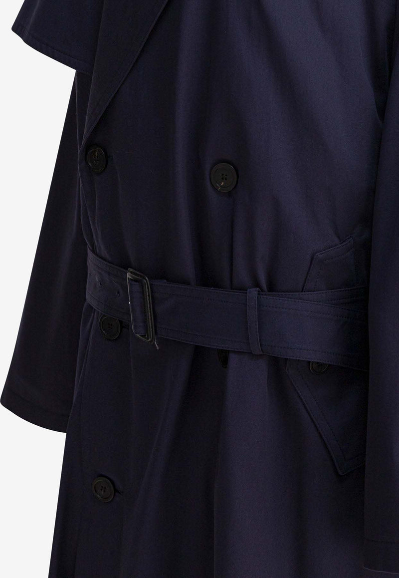 Balenciaga Double-Breasted Belted Trench Coat Blue 839119TSP134100_82466