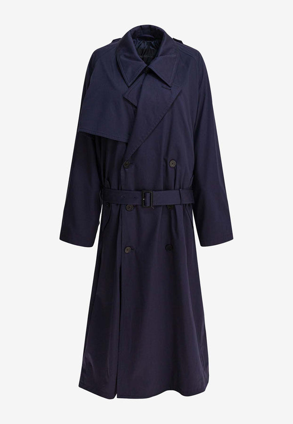 Balenciaga Double-Breasted Belted Trench Coat Blue 839119TSP134100_82466