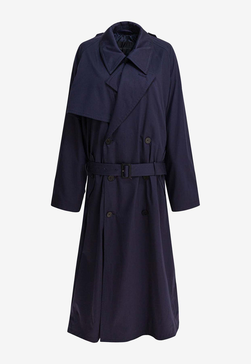 Balenciaga Double-Breasted Belted Trench Coat Blue 839119TSP134100_82466