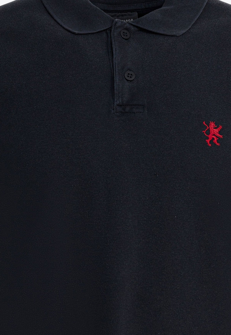 Balenciaga Logo Embroidered Polo T-shirt Black 850357TTVH21055_e1567f00-3063-4f2f-a7ae-5285201aa220