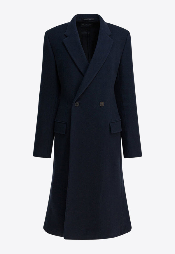 Balenciaga Midi Godet Wool Double-Breasted Coat Navy 850608TQU148230_ab7717d5-acb1-4805-a038-701f8fc5400c