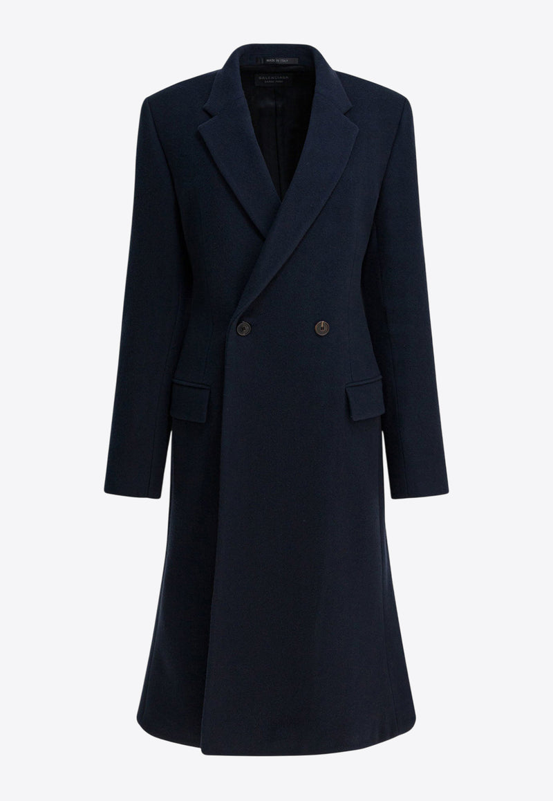 Balenciaga Midi Godet Wool Double-Breasted Coat Navy 850608TQU148230_ab7717d5-acb1-4805-a038-701f8fc5400c