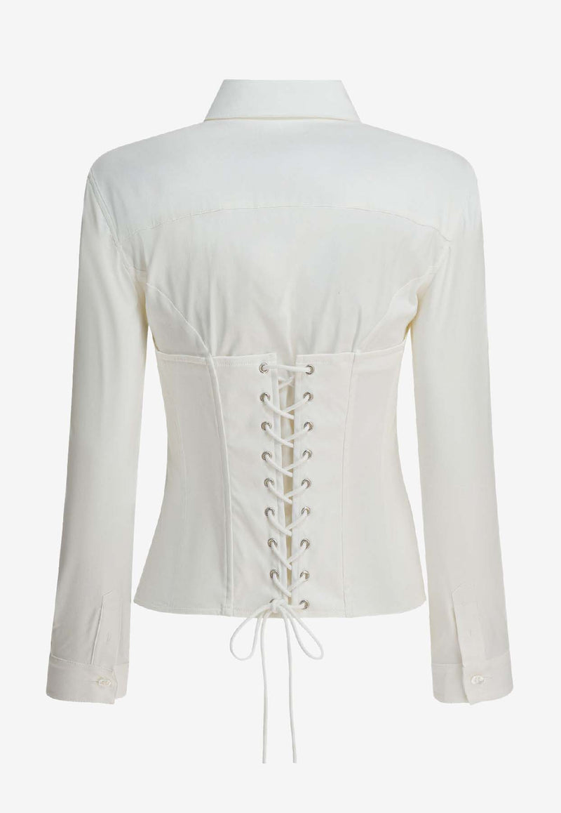 Balenciaga Corset Style Long-Sleeved Shirt  White 850782TSM199000_5340b026-3adc-462e-9b7a-8ceaefc7eb70