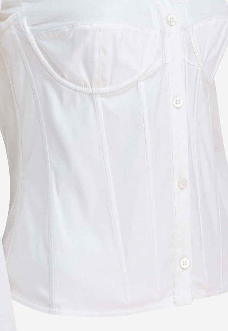 Balenciaga Corset Style Long-Sleeved Shirt  White 850782TSM199000_5340b026-3adc-462e-9b7a-8ceaefc7eb70