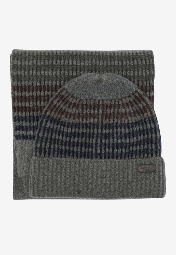 Barbour Branton Ribbed Knit Scarf and Beanie Set Gray MGS0089MGSTN38_9f7545f0-cdb3-4ed6-ad75-f37662348a2d