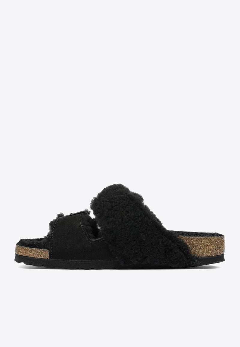 Birkenstock Arizona Teddy Split Suede Sandals Black 1025544BLACK_82953