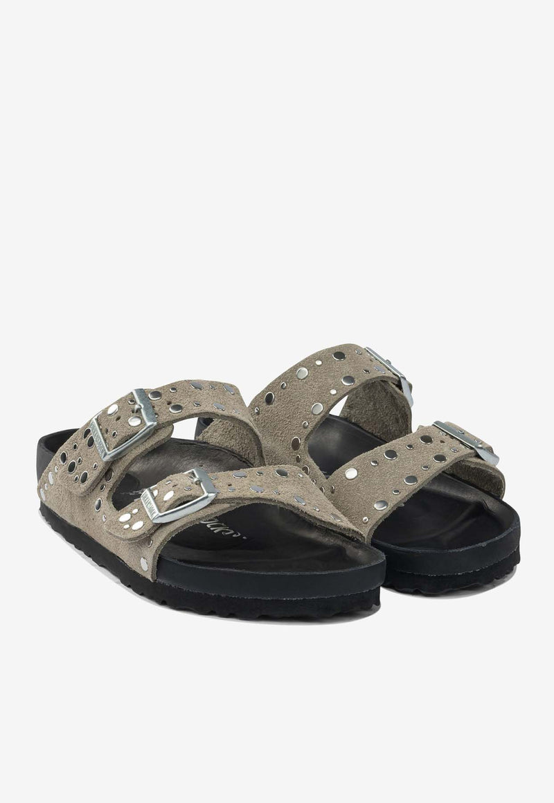 Birkenstock Arizona Rivets Exquisite Suede Slides Taupe 1027870TAUPE_a6b4ad2b-f2a7-43f3-a361-68cfd367677d