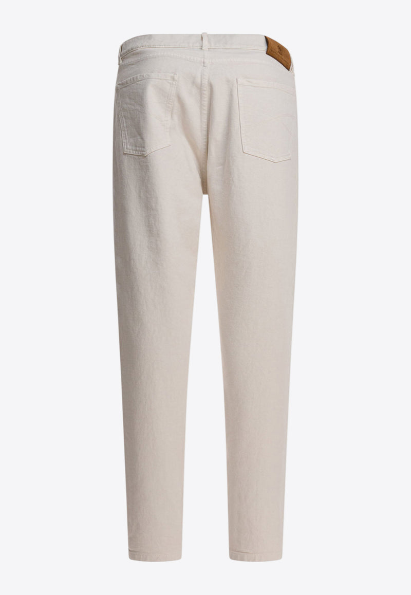 Brunello Cucinelli Classic Logo-Embroidered Pants White M237UO1090C7007_82492