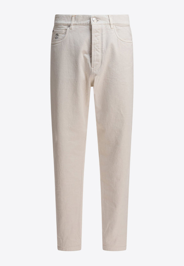 Brunello Cucinelli Classic Logo-Embroidered Pants White M237UO1090C7007_82492
