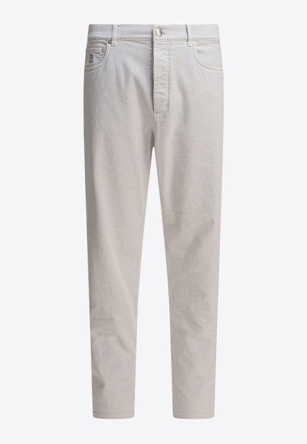 Brunello Cucinelli Logo Pants Straight Jeans White M277UO1090C7023_82479
