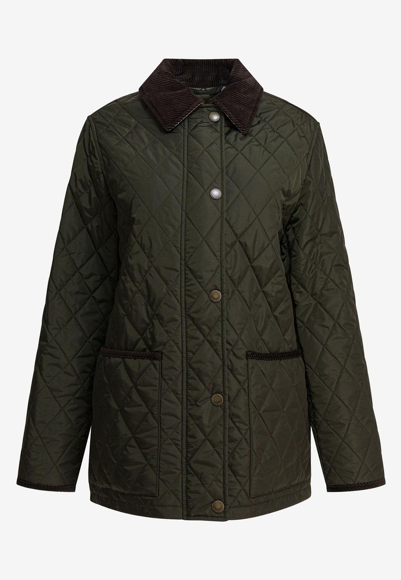 Burberry Quilted Buttoned Jacket  Green 8113591_82071