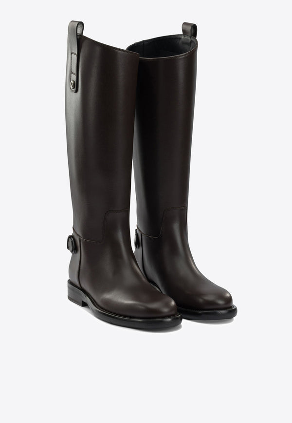 Burberry Leather Cavalier Knee-High Boots Brown 8114939_21143bac-b840-44b2-a6ef-6845edab9d82