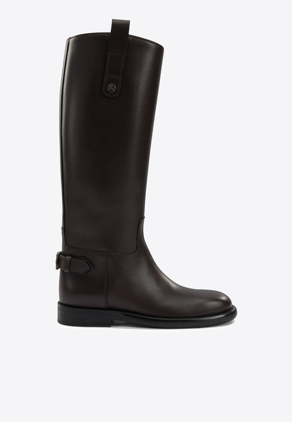 Burberry Leather Cavalier Knee-High Boots Brown 8114939_21143bac-b840-44b2-a6ef-6845edab9d82