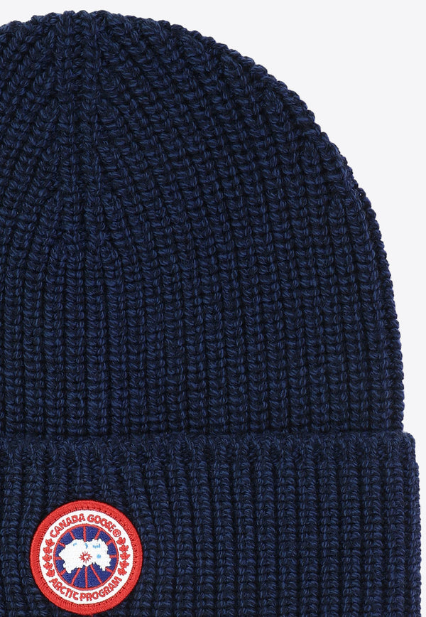 Canada Goose Rib Toque Logo Patch Beanie Blue RIB TOQUE5026M9151_c67a7ef0-f307-46d7-8200-6a2153bdc0f6