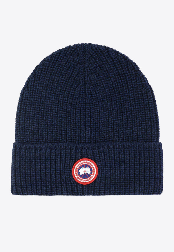 Canada Goose Rib Toque Logo Patch Beanie Blue RIB TOQUE5026M9151_c67a7ef0-f307-46d7-8200-6a2153bdc0f6