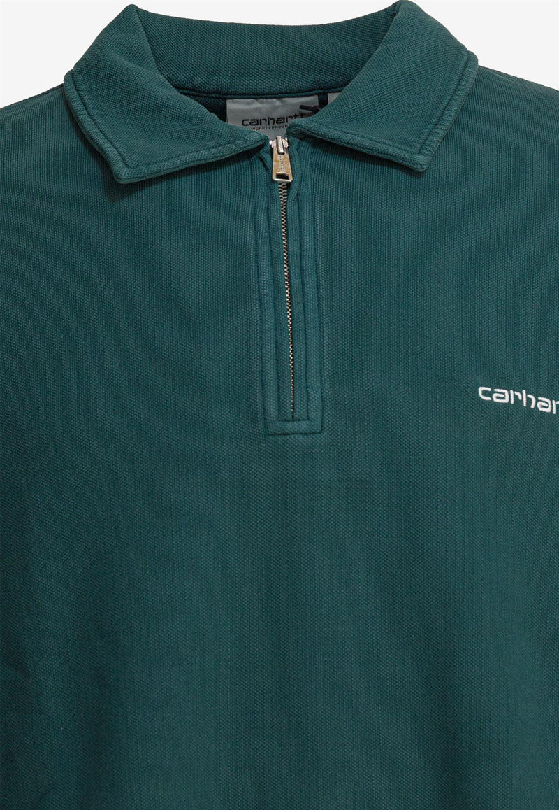 Carhartt Wip Piqué Script Half-Zip Sweatshirt  Green I03518832EGD.03_2246f795-a4aa-49ee-a2fd-d393b0fade3c
