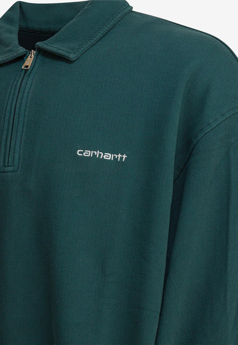 Carhartt Wip Piqué Script Half-Zip Sweatshirt  Green I03518832EGD.03_2246f795-a4aa-49ee-a2fd-d393b0fade3c