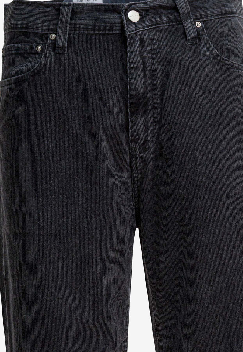 Carhartt Wip Aaron Straight-Leg Velvet Pants Black I035689890F.00_0fce046f-520f-4285-aa49-2a4625f1ed25
