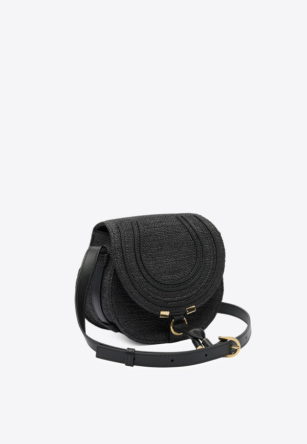 Chloé Marcie Woven Saddle Shoulder Bag Black CH25US680P19001_82703