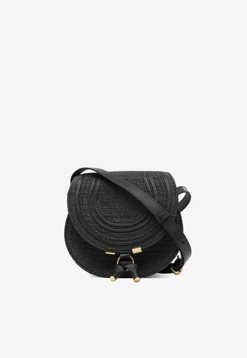 Chloé Marcie Woven Saddle Shoulder Bag Black CH25US680P19001_82703