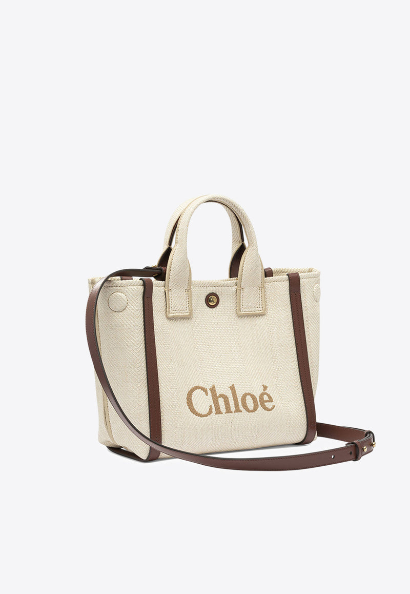 Chloé Small Carry Tote Bag in Raffia-Effect Beige CH25US911P1924P_82422