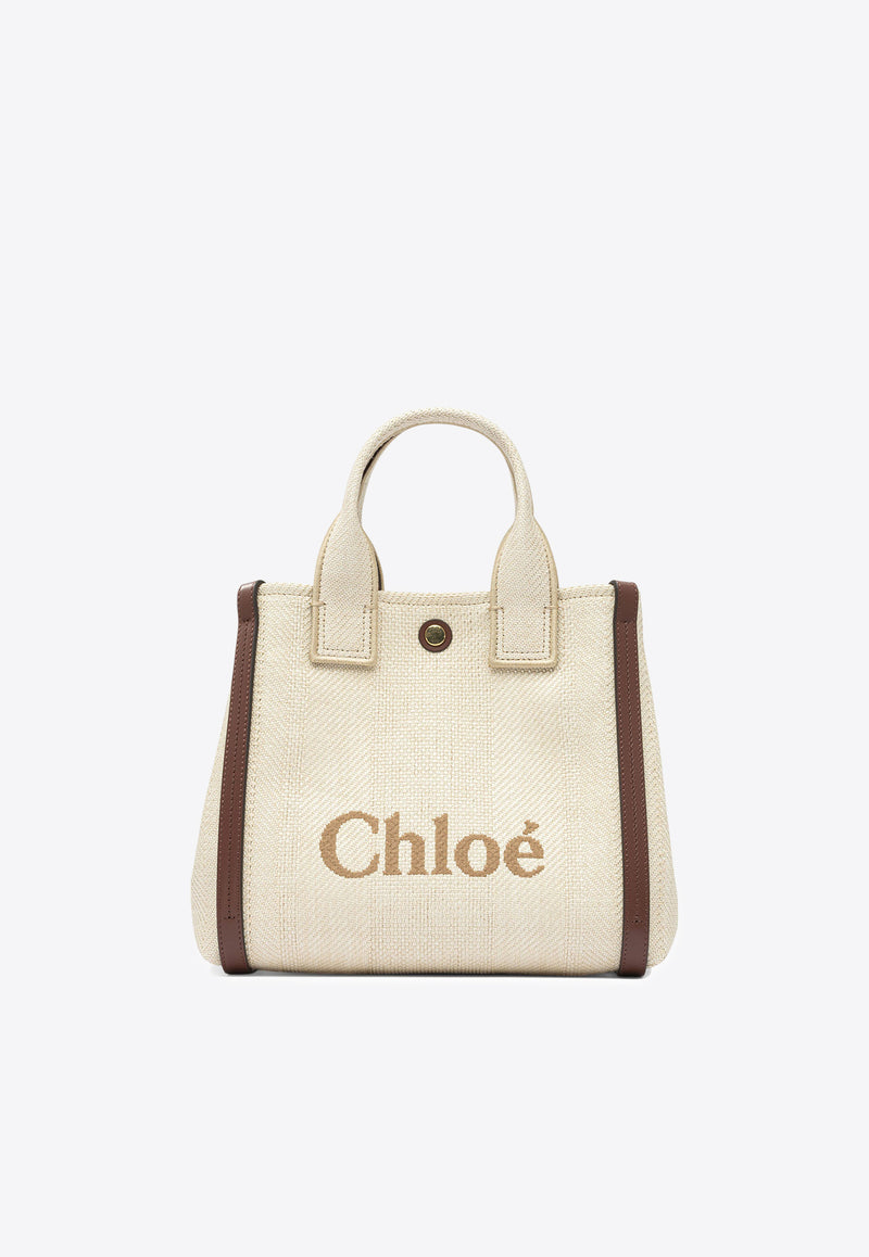 Chloé Small Carry Tote Bag in Raffia-Effect Beige CH25US911P1924P_82422