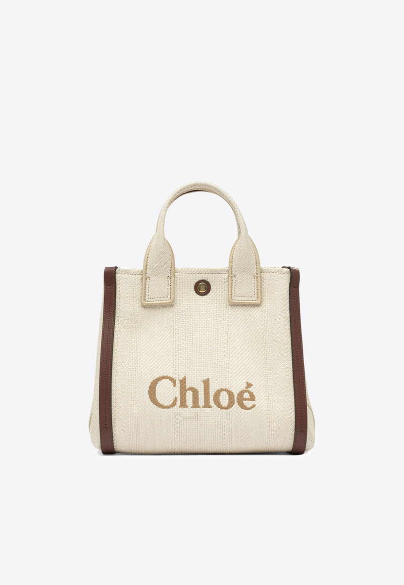 Chloé Small Carry Tote Bag in Raffia-Effect Beige CH25US911P1924P_82422