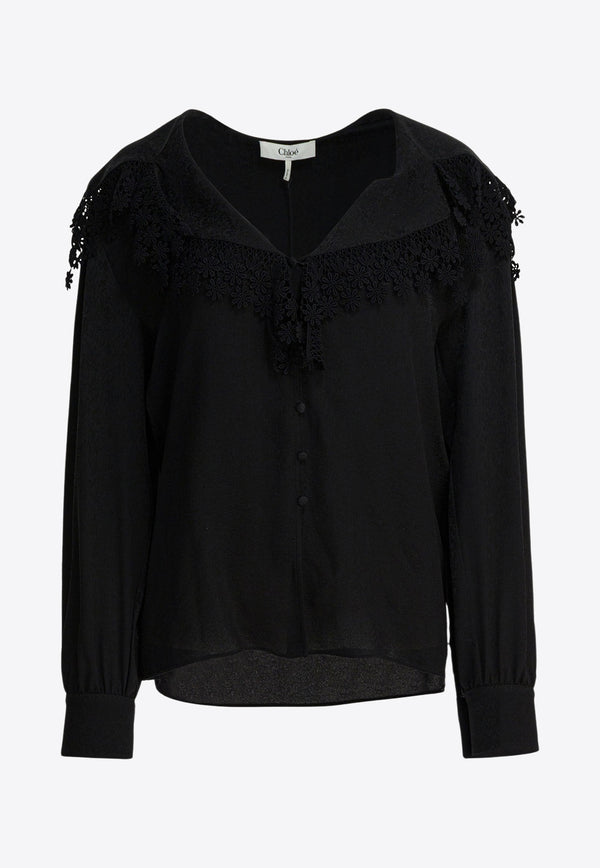 Chloé Lace-Trim Long-Sleeved Blouse Black CH25WHT15332001_feee84b6-e2b6-4360-9e91-7396c1c0718f