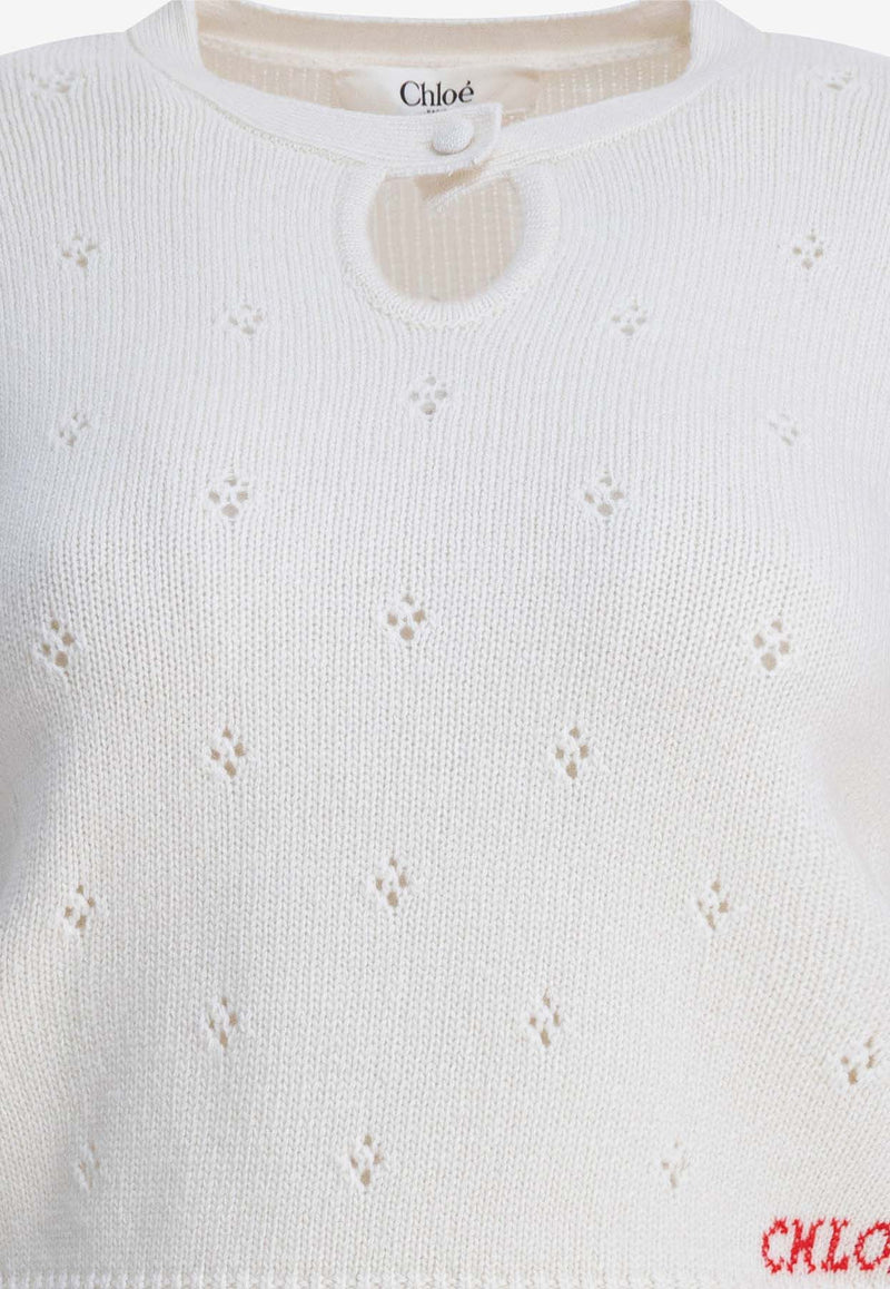 Chloé Openwork Knit Cropped Sweater White CH25WMP08590107_b64f5275-ec0c-4be6-a043-88d3f2b26603