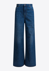 Chloé Logo Patch Wide-Leg Jeans Blue CHC24ADP02150402_82084