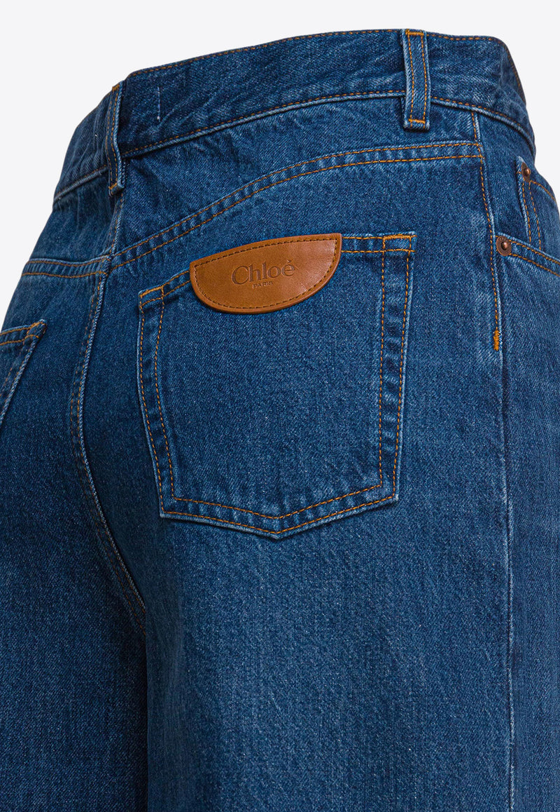 Chloé Logo Patch Wide-Leg Jeans Blue CHC24ADP02150402_82084