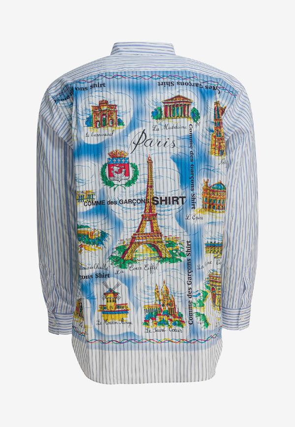 Comme Des Garçons Shirt Graphic Print Long-Sleeved Shirt Light Blue FP-B015-W251 STRIPE/MIX_b1fd2da9-e6bb-47dd-8a9e-bc42ceedf099