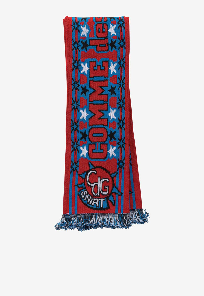 Comme Des Garçons Shirt Logo Jacquard Fringed Scarf Multicolor FP-K401-W251 RED/BLUE_2a2bb2aa-f06f-48e8-8298-cf9e960da797