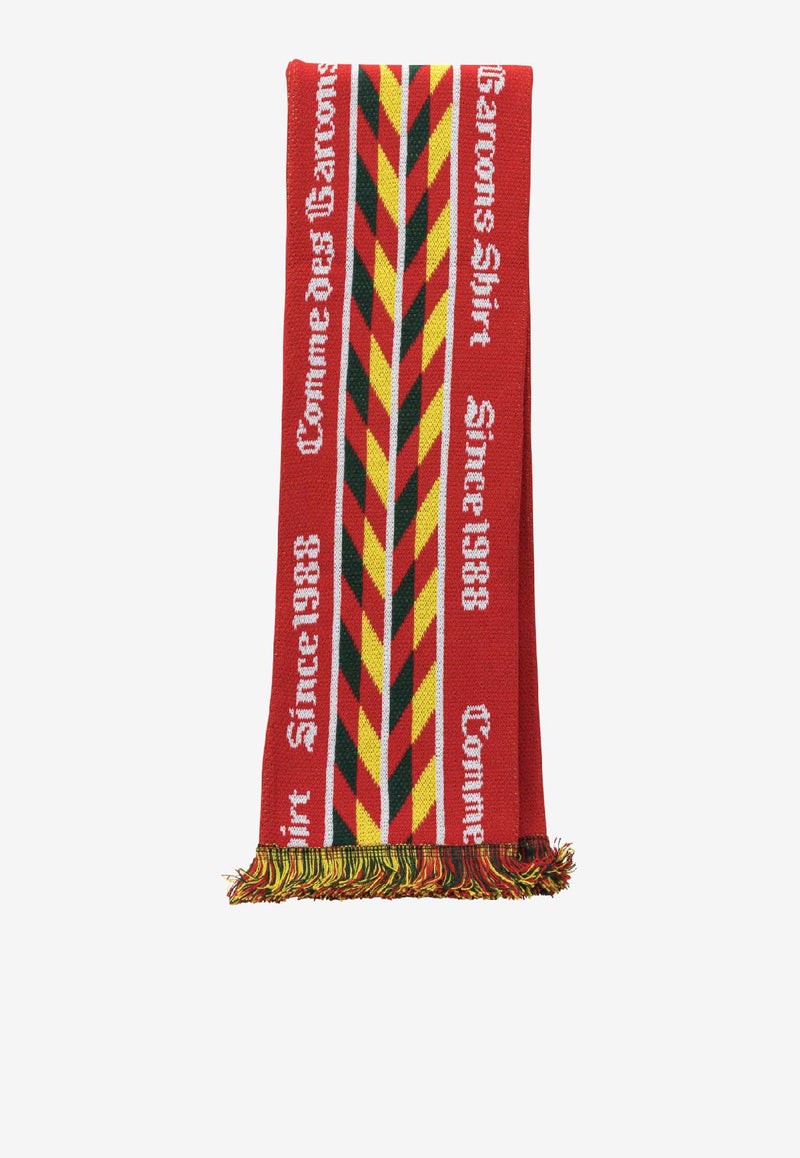 Comme Des Garçons Shirt Printed Fringed Scarf Red FP-K402-W251 RED/YELLOW_2b2e95be-99b4-4551-9e2b-55afddc267f5