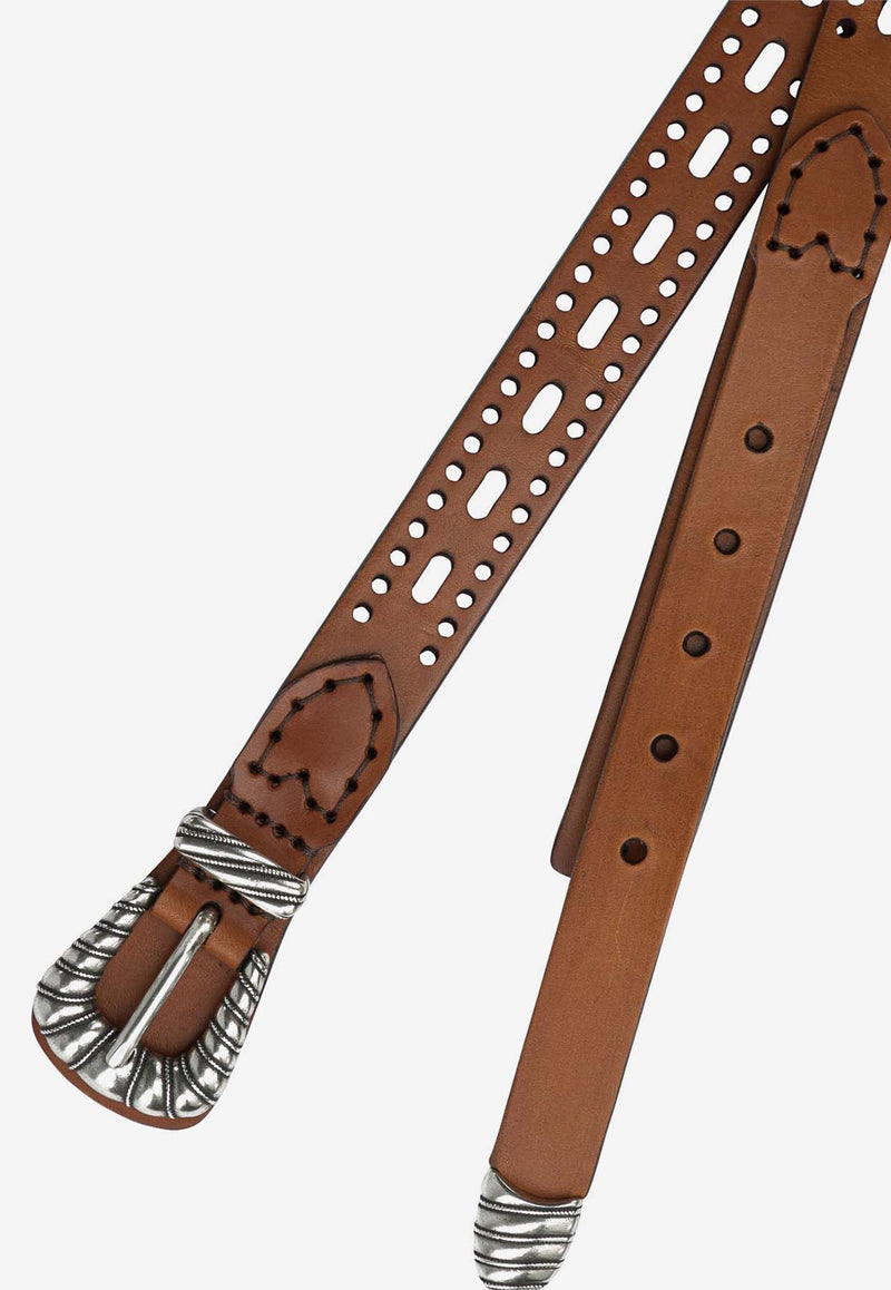 Etro Perforated Leather Belt Brown WP3B0057AE294M0448_8d385545-03ba-4c6e-af2e-911d920f1da8